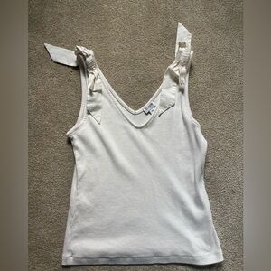 J. Crew Cream Ribbed Tie-Strap Tank